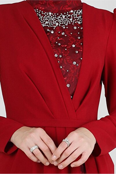 Alvina DANTEL DETAYLI BONCUK İŞLEMELİ ABİYE ELBİSE 50379