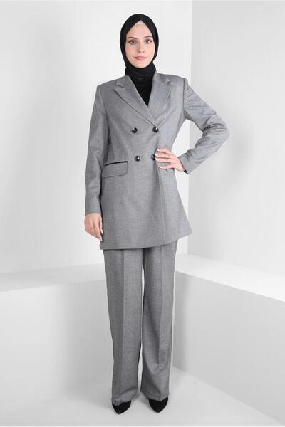 Alvina Double-breasted Collar Trousers Suit 30400