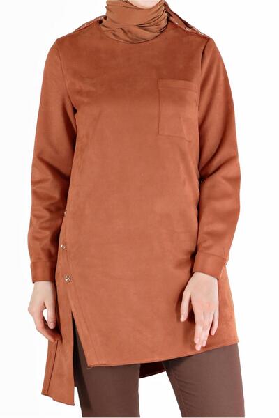 Alvina ASYMMETRIC CUT SUEDE TUNIC WITH BUTTON DETAIL 42430