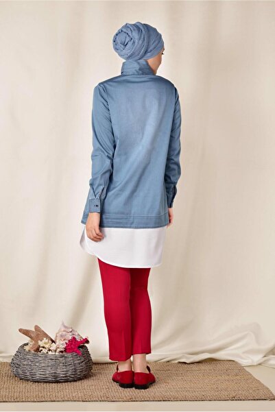 Alvina Джинсова туніка з зав'язками на комірі 4036