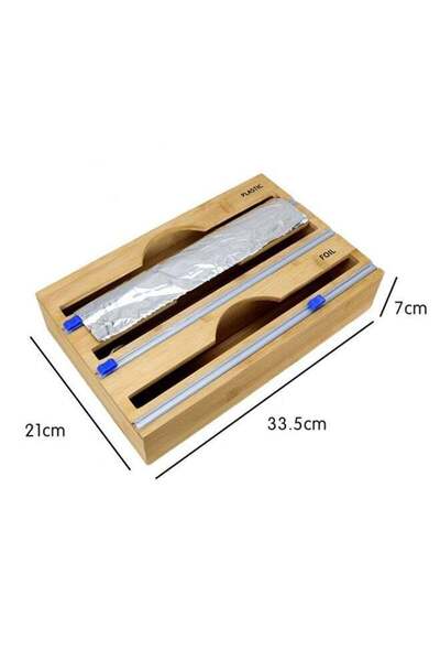 fulina 3 in 1 Wrapping Paper Dispenser, Bamboo Roll Organizer, Wall Mount Bracket, Wood Colour