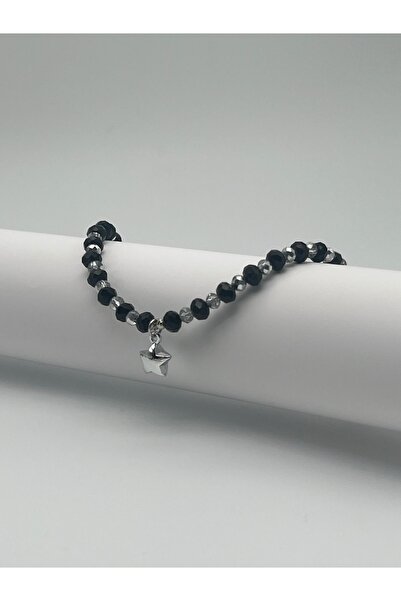 Lacinello Jewelry Siyah Kristal Boncuklu Yıldız Figür Uçlu Tasarım Kolye