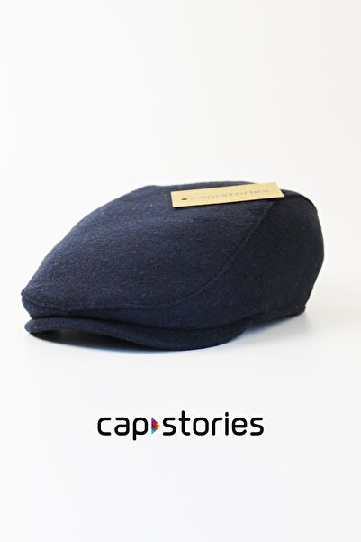Capstories قبعة كاب باللون الأزرق الداكن - مقاس قياسي - قماش صوف 100% - شحن في صندوق