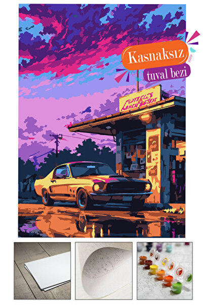 Corvo Sayılarla boyama seti Özel Boya kağıdı Fırça Dahil (Kasnaksız) 40x50 cm...