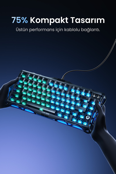 Gravastar Mercury V75 HE Hall Effect Manyetik Switch Gaming Klavye, Hot-Swappable, Rapid Trigger, 80