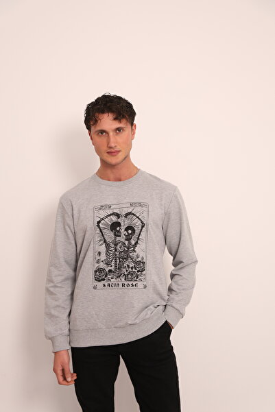 MOVİMENT Tricou gri deschis cu mânecă lungă, care simbolizează guler rotund i...