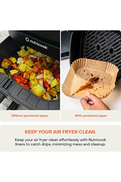 Nutricook 150pcs Disposable Air Fryer Liner, Water/oil proof for Baking, Roasting, and Air Frying, 16cm Square