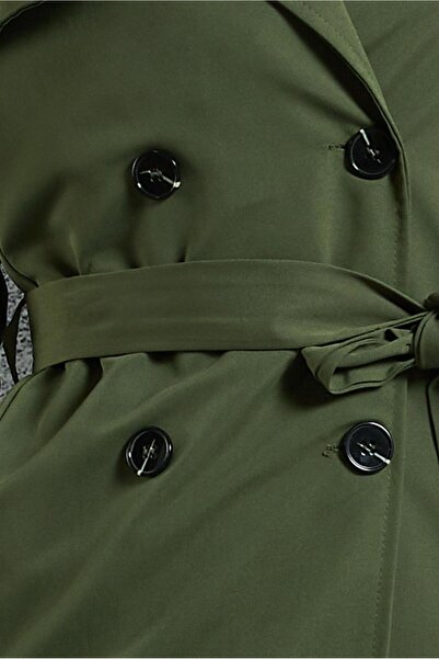 TRENDTESETTÜR KADIN HAKİ KUŞAKLI TRENÇKOT T 6216