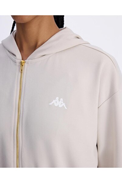 Kappa Belen Women's Stone Color Comfort Fit Zippered Tracksuit Top