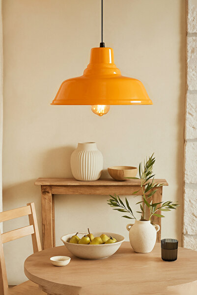 HOMİNG Robi Metal Retro Sarı Sarkıt Ev Restoran Cafe Ayd-3707