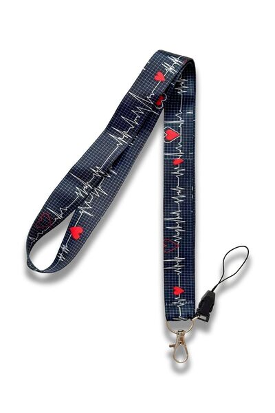 PABALAS شارة اسم بحبل منقوش على شكل قلب وحزام هاتف