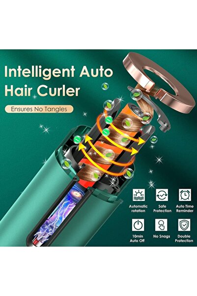 fulina Automatic Cordless Hair Curler, Curling Iron 6 Adjustable Temperature Timer LCD Display Hair Wavers