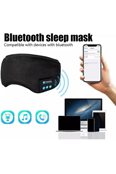 Choice عصابة رأس رياضية سوداء فون للنوم مع قناع للعين وسماعات رأس لاسلكية بتقنية البلوتوث