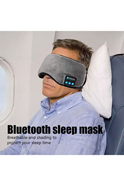 Choice عصابة رأس رياضية رمادية اللون مزودة بسماعات رأس وقناع للعين وسماعات رأس لاسلكية بتقنية البلوتوث