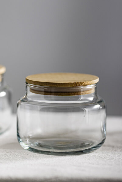 Rakle Basic Bambu Kapaklı 12'li Cam Kavanoz Seti 350 cc