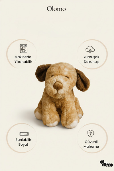 Olomo 23 cm Peluş Oturan Köpek – Sevimli ve Yumuşak Peluş Oyuncak – Çocuklara...