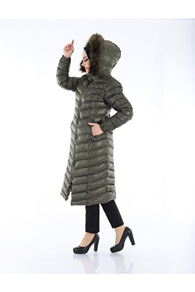 Space Fashion Kadın Uzun Haki Şişme Mont