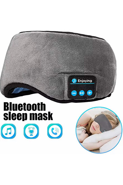 Choice عصابة رأس رياضية رمادية اللون مزودة بسماعات رأس وقناع للعين وسماعات رأس لاسلكية بتقنية البلوتوث