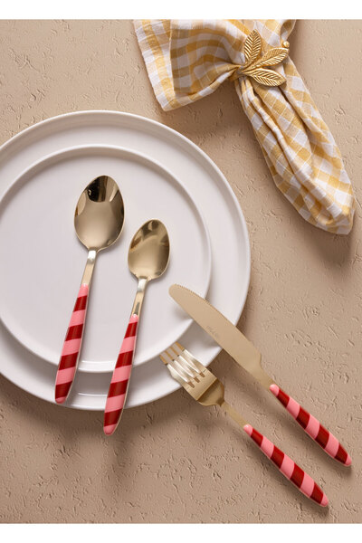 The Mia Joy Cutlery Set Pink Gold 24 Pieces
