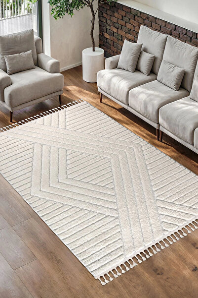 SİMEREV HALI HOME CONSEPT Bukle Dokuma Yumuşak Halı Salon Oturma Odası Mutfak Yatak Odası Yolluk Kilim Krem Bej