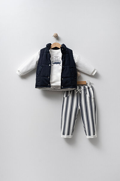 Jikko Baby Erkek Bebek Şişme Yelekli 3'lü Takım 9033