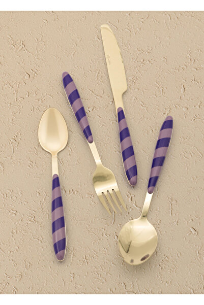 The Mia Joy Cutlery Set Purple Gold 24 Pieces