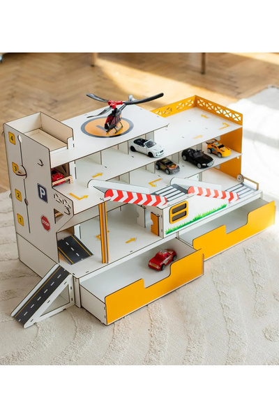 Onix Home Asansörlü Premium Büyük Oyuncak Araba Garajı, Çocuklar İçin Kendin Yap Park ve Garaj