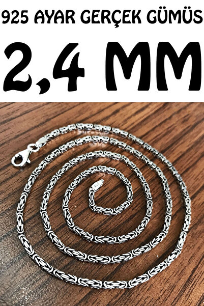 Takı Dükkanı 2,4mm Kare Kral Model 925 Ayar Gümüş Erkek Kolye Zincir Msn18k