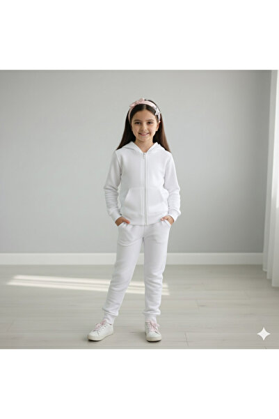 Yalçınoğlu Kids 3 İplik Ş Fleece-Lined K Hooded Tracksuit Set 2-Piece I Children's Set with Pockets K Hooded I Zippered Set