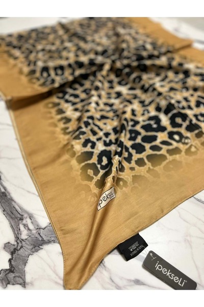 MERAM BUTİK Silk Leopard Printed Organic Cotton Shawl - 11