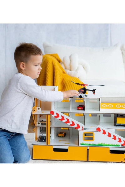 Onix Home Asansörlü Premium Büyük Oyuncak Araba Garajı, Çocuklar İçin Kendin Yap Park ve Garaj