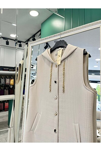 MERAM BUTİK Nurgün Quilted Vest - Stone - 48