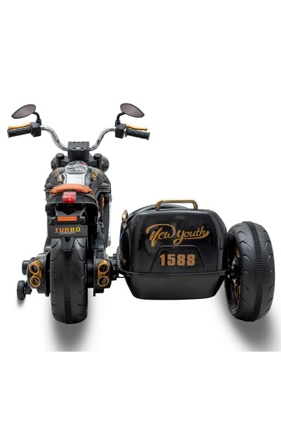 Babymix Baby Mix kids electric motorcycle with sidecar, 12V 7Ah, 1 motor, Black