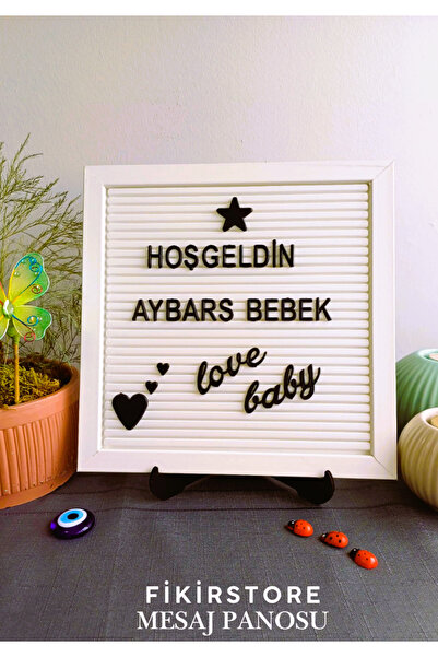 fikirstore Beyaz Kaplama Ahşap Çerçeveli Mesaj Panosu 148 Türkçe Karakterli S...