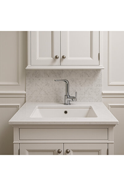 YDGR صنبور حوض غسيل مربع من داليان - مع رأس تشغيل/إيقاف، لون كروم