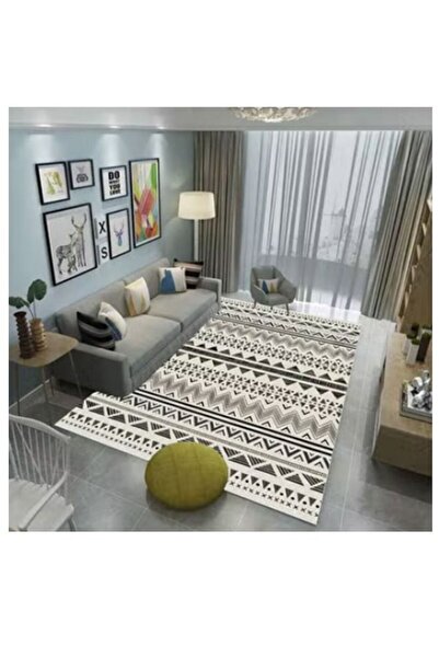 fulina سجادة خارجية باللونين الأبيض والأسود، مقاومة للبقع والماء وقابلة للعكس، سجادة فناء خارجية 160×230 سم