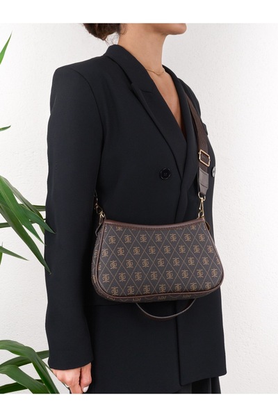 Madame Farme Monogram Baguette and Crossbody Bag Brown