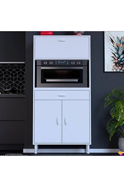 Modilayn VİO (75x163,4x32.5 cm) Çekmeceli, Kapaklı, Ekmeklikli. Mini/Midi Mikrodalga Mutfak Dolabı