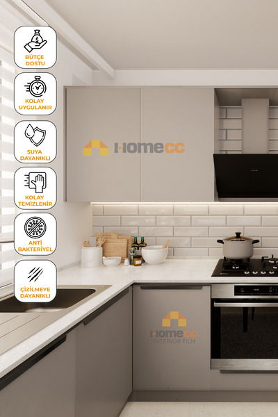 HOMECC İNTERİOR Soft Taş Rengi Yapışkanlı Kaplama Folyo 120 cm – Mobilya, Duvar, Kapı, Mutfak İçin – SM936 - SM936