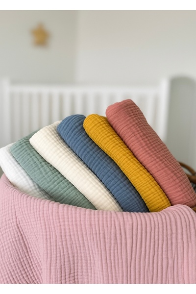 Heianmono Kids 4 Layer Shepherd's Stitch Tile Color 100% Cotton Muslin Baby Blanket (100X120 cm)