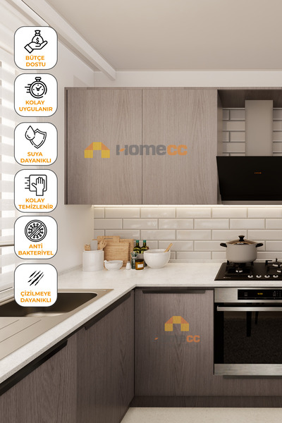 HOMECC İNTERİOR Yapışkanlı Folyo - PW 724 Ahşap Kaplama Kağıdı - Mobilya Duvar Kapı - 120cm Genişlik - PW724