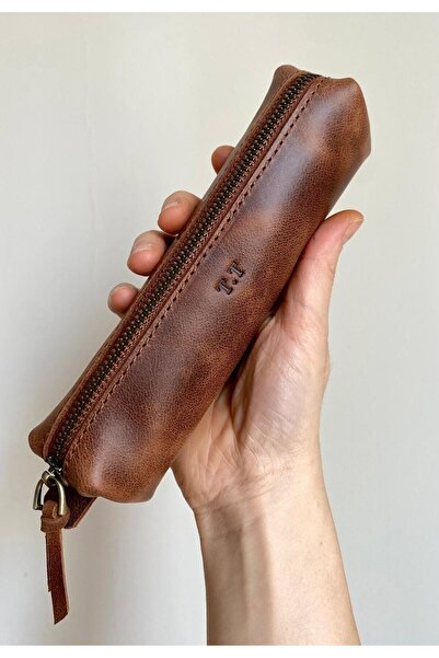 ALESTA LEATHER (İSİM YAZIYORUZ) Kalemlik / Mini makyaj Çantası - El Yapımı Ha...