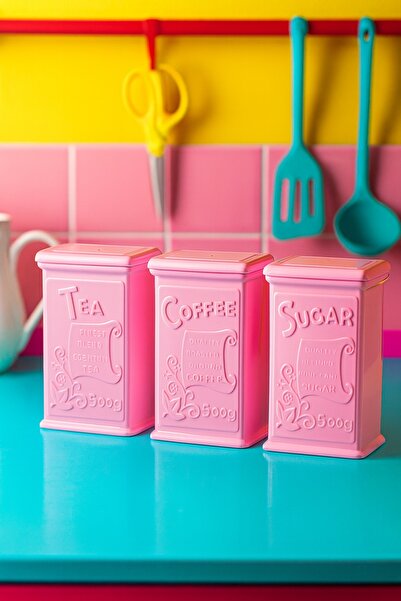 EWs Acrylic Soft Pink Sugar Coffee Tea Jar 500 Ml (vacuum Lid)