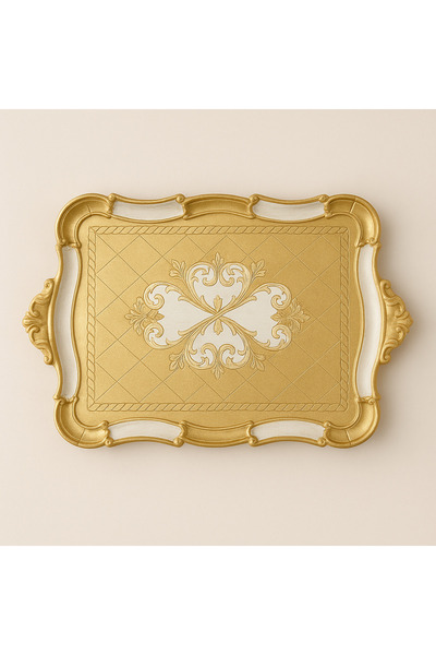 esdekor Italyan Gül Ağacı Dikdörtgen Tepsi Büyük Boy 54,5x35,5cm El Yapımı 1 ...