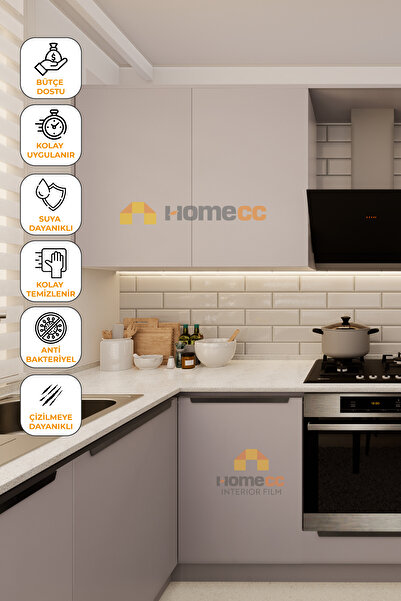 HOMECC İNTERİOR Yapışkanlı Kaplama Folyo 120 cm – Krem Beyaz (Ekru) Renk | Mobilya, Kapı, Duvar, Mutfak – SM - SM934