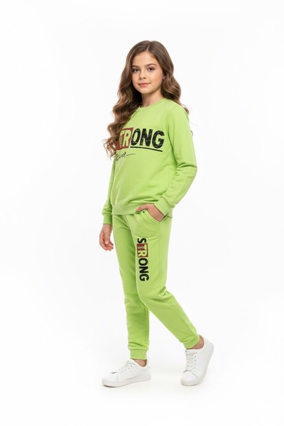 Mnk Baby&Kids Πράσινη φόρμα για κορίτσια - MNK0625, Ισχυρό μοτίβο