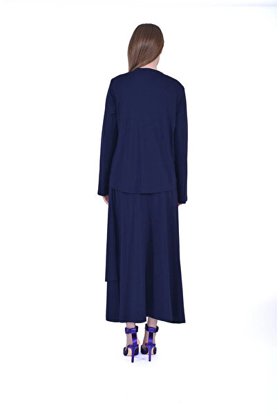 Invee Skirted Suit with Pocket Details, Dark Blue 7023