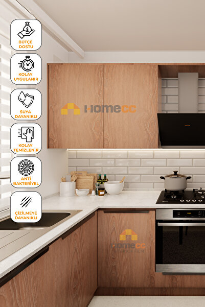 HOMECC İNTERİOR Yapışkanlı Folyo - Real Kireçli Dişbudak Ahşap Kaplama - Mobilya Duvar Kapı - 120cm Genişlik - VW861