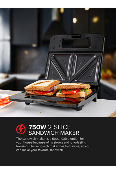 Olsenmark 750W 2 Slice Sandwich Maker OMSM2404, Non-Stick Plates for Effortless Cooking & Easy Clean
