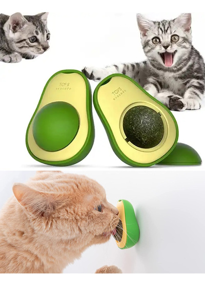 rianka Adhesive Catnip 360 °   Spinning Avocado Cat Lick Ball Catnip